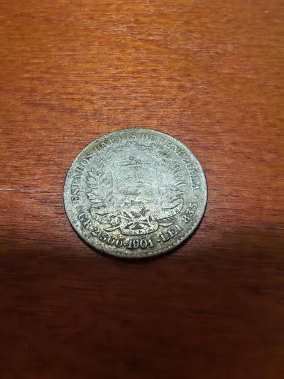 长老汇蛇年精选第三十九场拍卖 1901委内瑞拉50分银币，克书1900美金