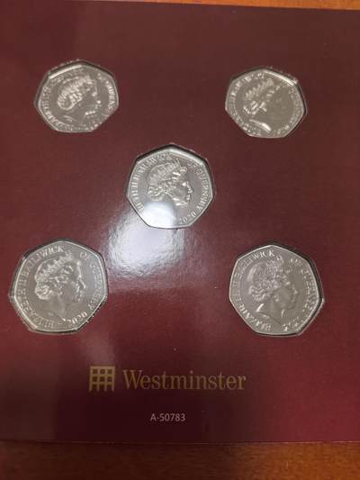 长老汇蛇年精选第三十九场拍卖 2020根西圣诞50便士5枚7边形铜镍币，卡装