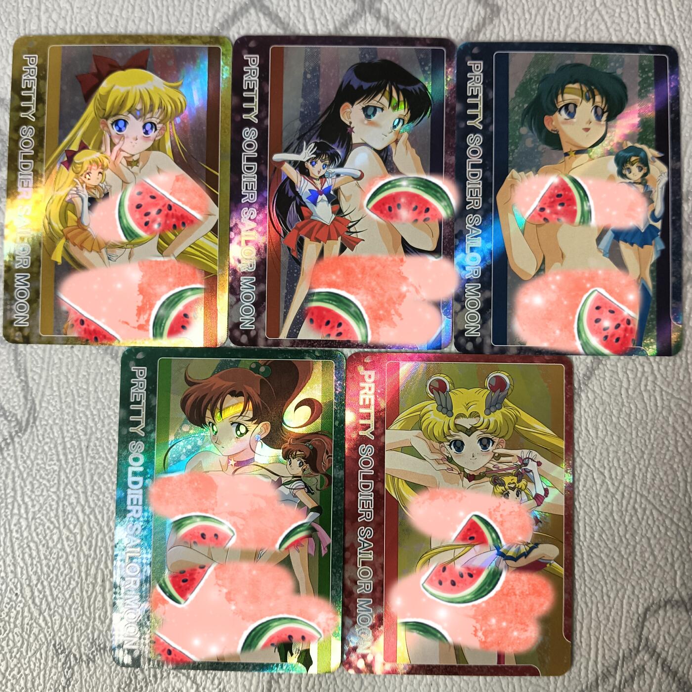 花开卡拍第35期（8月24号周日截拍，品控勿拍!!!拍品不寄存，运费5元，自制卡难免瑕疵，可能存在轻微撞角爆边等出厂瑕疵，品控介意勿拍！） 艺术卡，美少女战士，彩闪5张