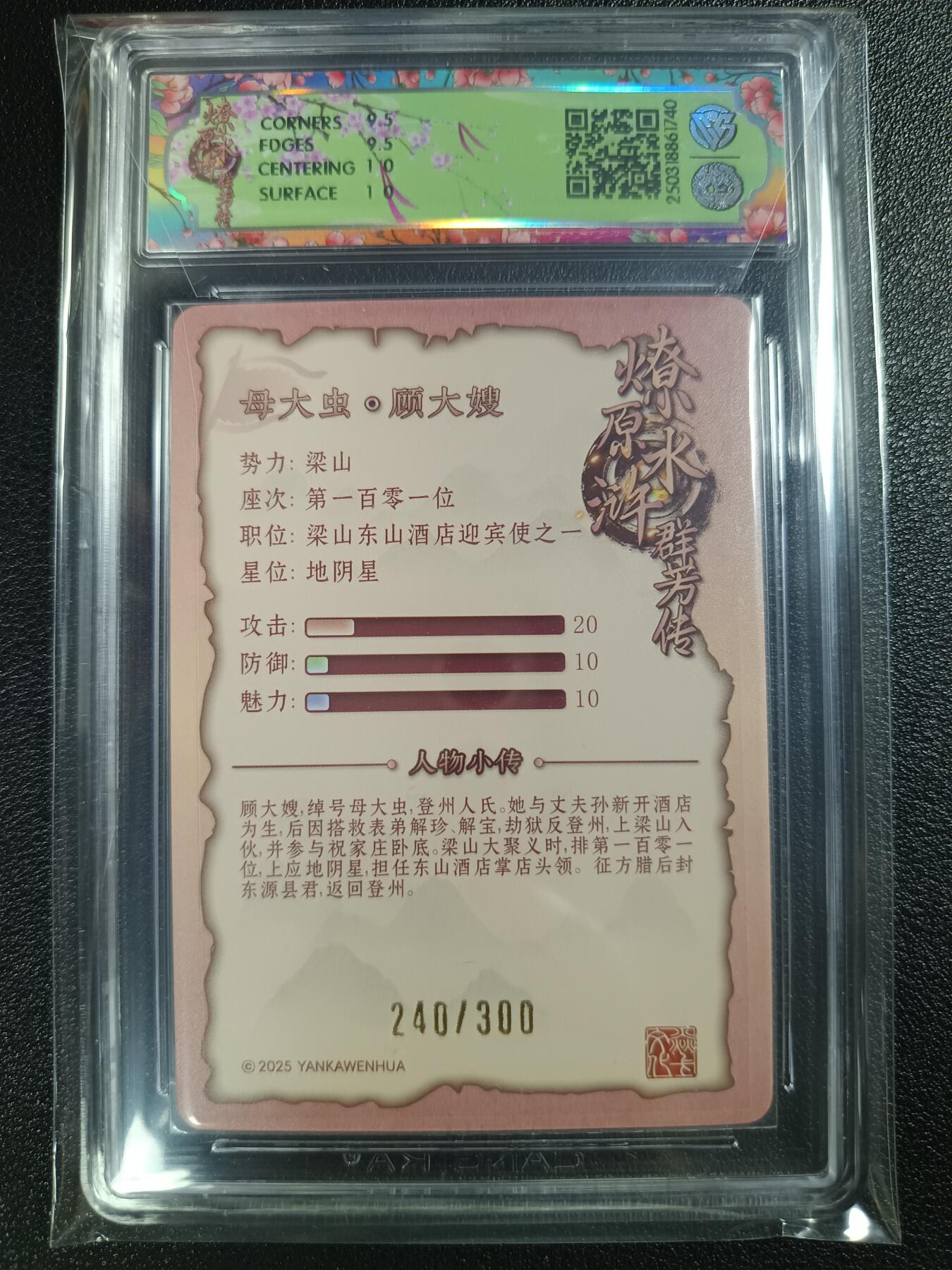 天玑星卡拍第116期《8.25周一截拍》持续收拍收评中 满赠卡需备注 焱卡文化 水浒群芳传 顾大嫂 浮雕折光 240/300 CCG10
