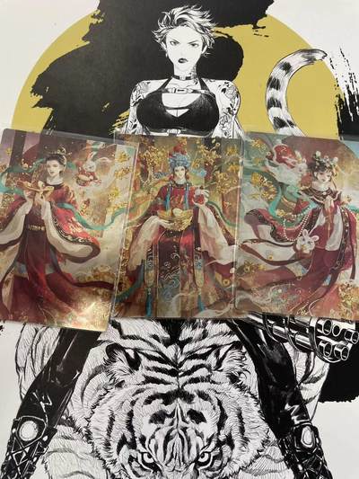 寸草不生扫货团拍卖 第六期  - 卡德曼 星辰墨夜 绘 财神 一组 镜面