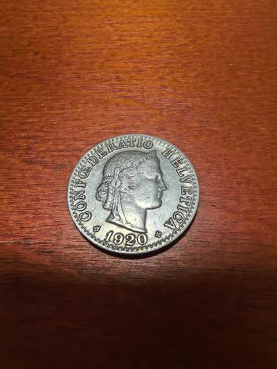 长老汇蛇年精选第三十九场拍卖 1920瑞士女神20生丁镍币，克书115美金