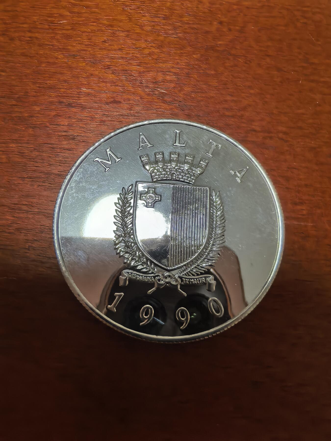 长老汇蛇年精选第三十九场拍卖 1990马耳他教皇访问5里拉精制银币，28.60克925银，4000枚
