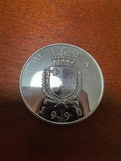 长老汇蛇年精选第三十九场拍卖 1990马耳他教皇访问5里拉精制银币，28.60克925银，4000枚