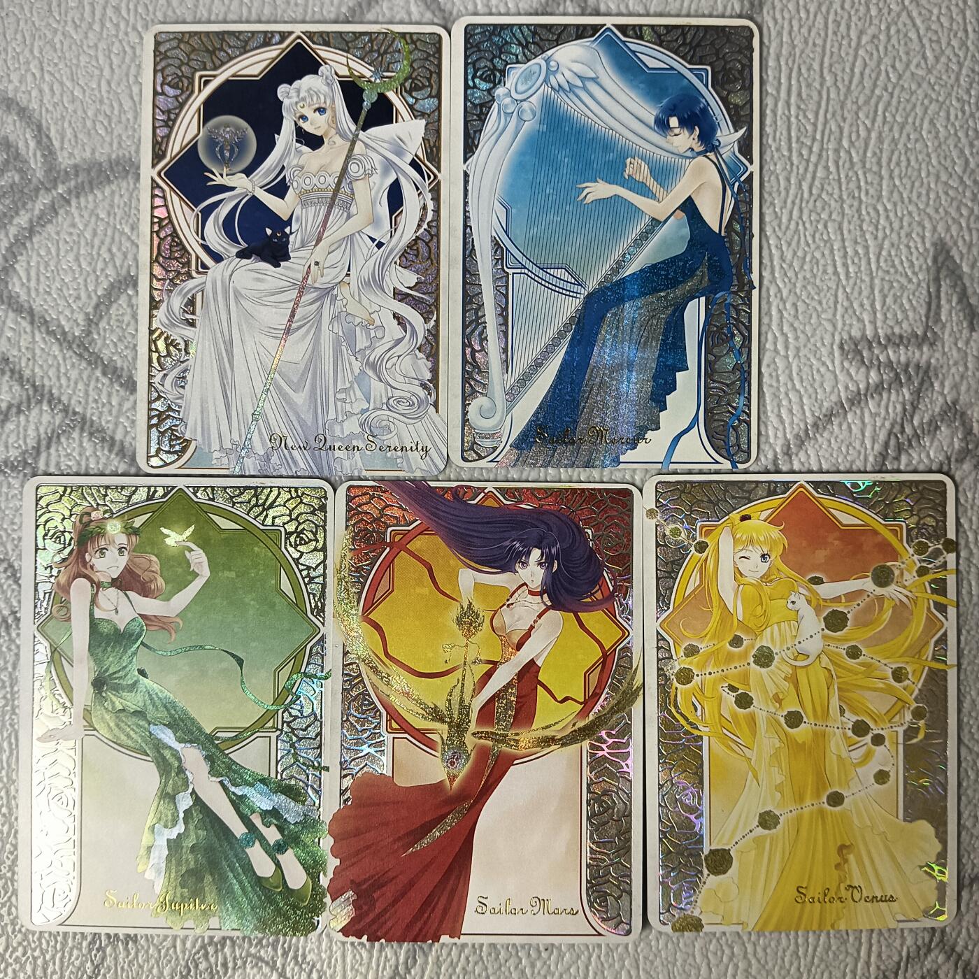 花开卡拍第35期（8月24号周日截拍，品控勿拍!!!拍品不寄存，运费5元，自制卡难免瑕疵，可能存在轻微撞角爆边等出厂瑕疵，品控介意勿拍！） 茉莉，美少女战士，烫银彩闪5张