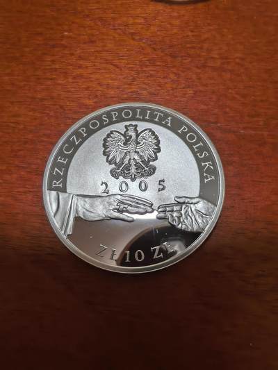 长老汇蛇年精选第三十九场拍卖 2005波兰教皇保罗二世10兹罗提单面镀金精制银币，14.14克925银