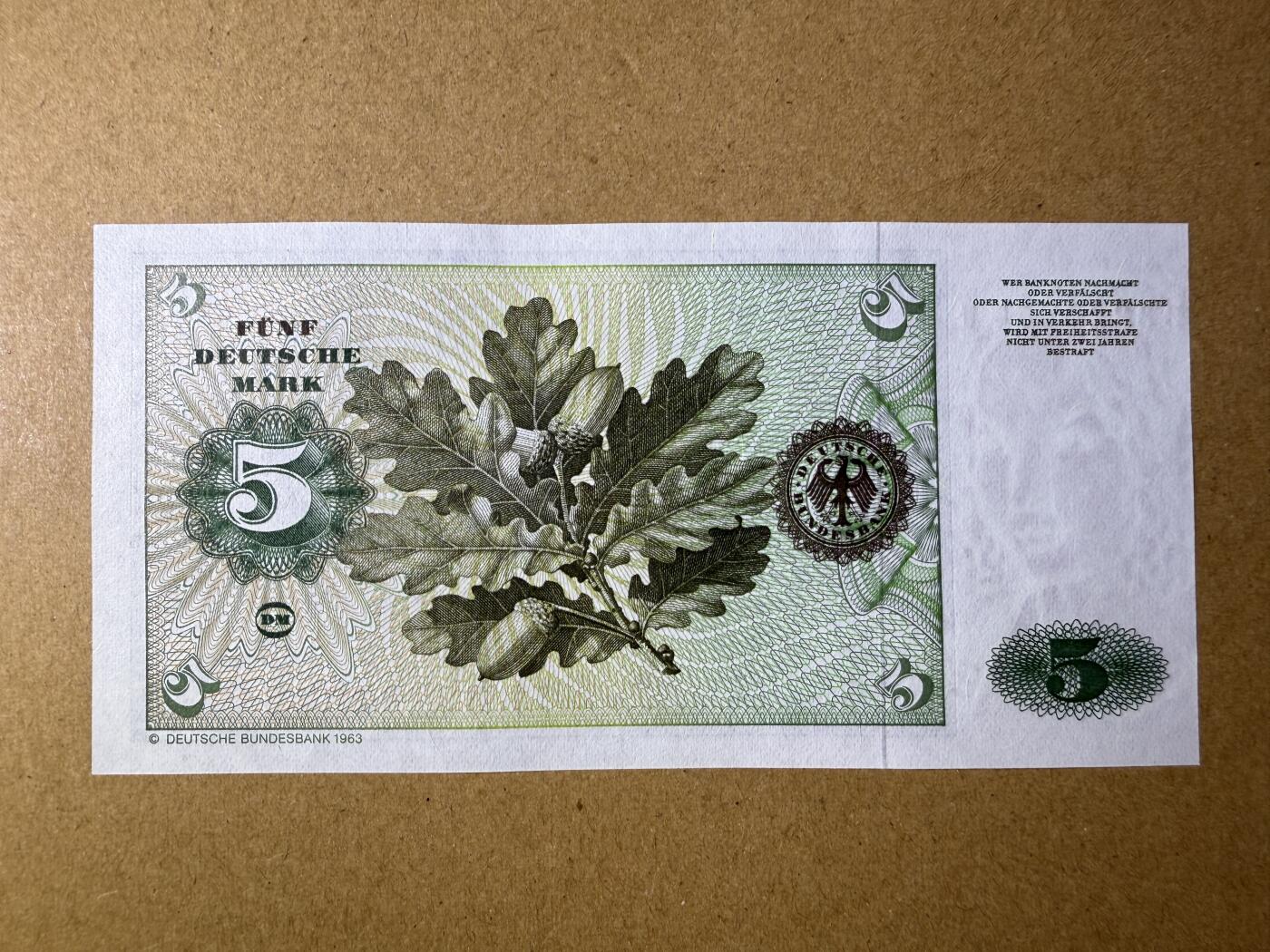 《艾美收藏》第209期-8.24周日外币黄金场 德国5马克 UNC 1980年 无4