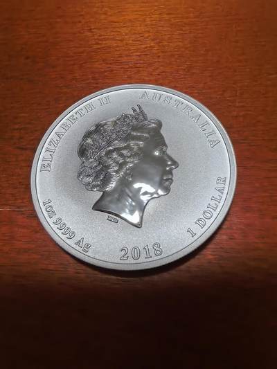 长老汇蛇年精选第三十九场拍卖 2018澳大利亚龙争虎斗1元银币，1盎司9999银，贝尔金销售