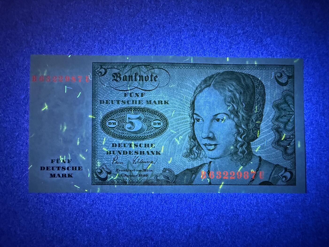 《艾美收藏》第209期-8.24周日外币黄金场 德国5马克 UNC 1980年 无4