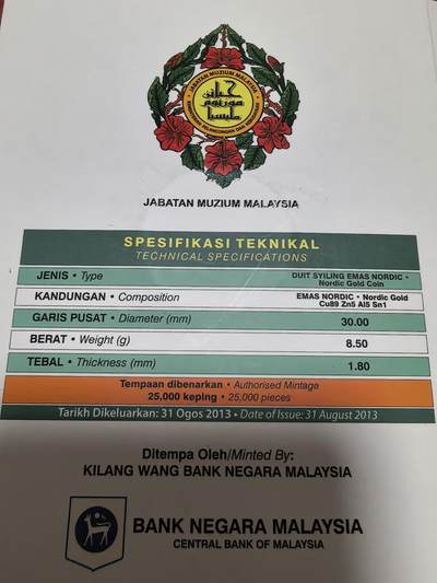 长老汇蛇年精选第三十九场拍卖 2013马来西亚国家博物馆50周年1吉林特铜镍币，卡装，2.5万枚