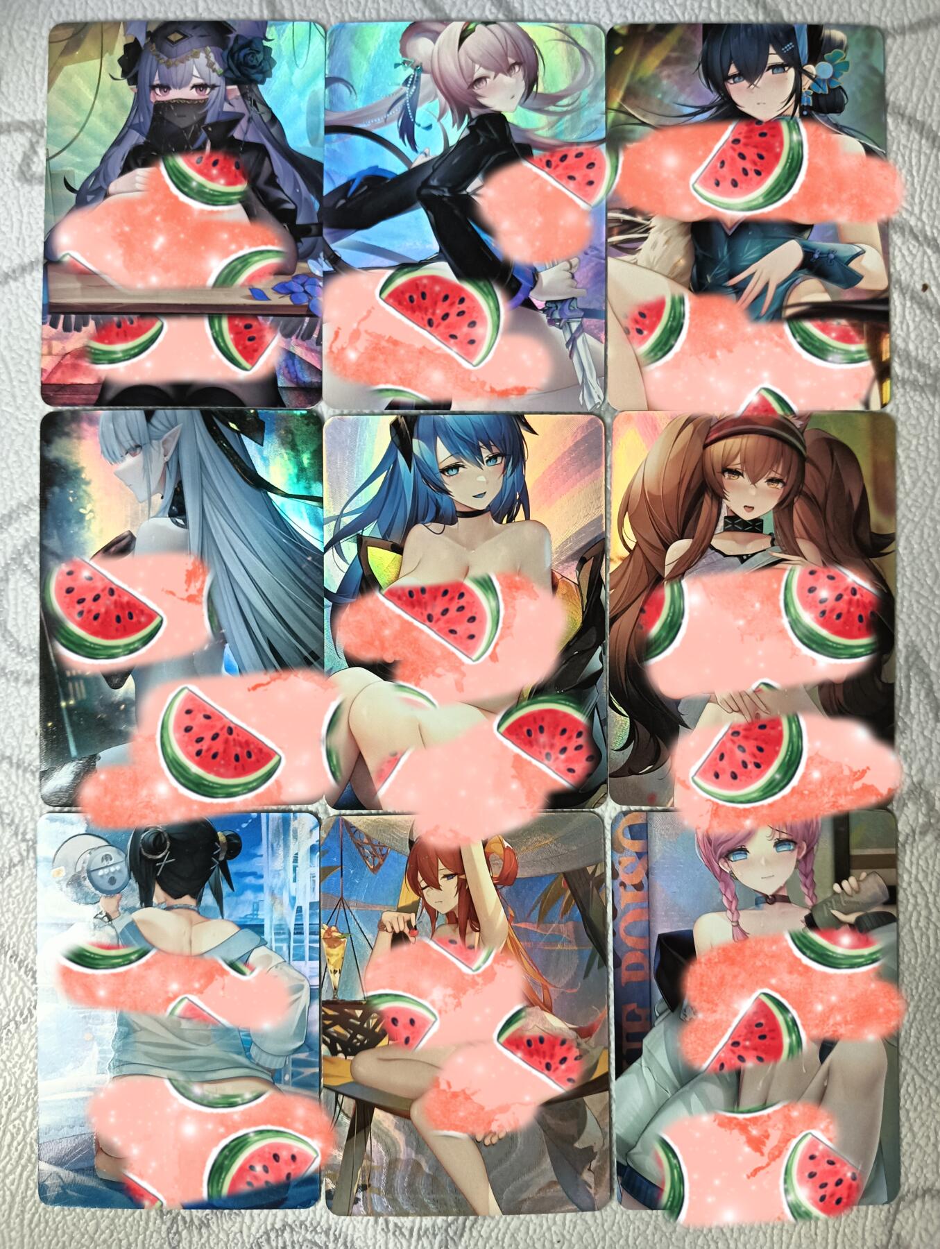 花开卡拍第35期（8月24号周日截拍，品控勿拍!!!拍品不寄存，运费5元，自制卡难免瑕疵，可能存在轻微撞角爆边等出厂瑕疵，品控介意勿拍！） 艺术卡，原神，大雷彩闪九张
