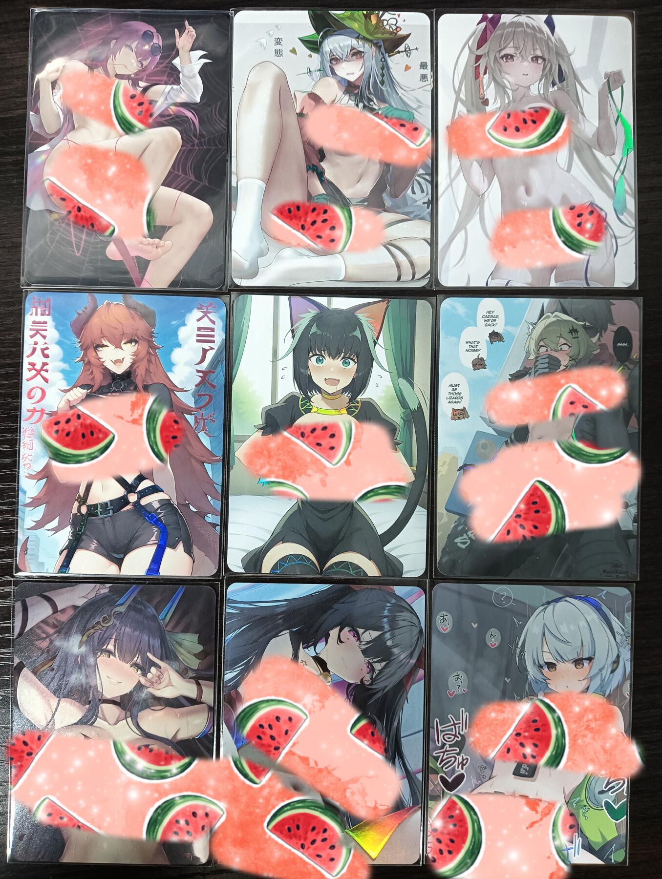花开卡拍第35期（8月24号周日截拍，品控勿拍!!!拍品不寄存，运费5元，自制卡难免瑕疵，可能存在轻微撞角爆边等出厂瑕疵，品控介意勿拍！） 次元鉴赏卡牌 9张彩闪 赠卡合集 全部都是艺术版！身材爆好