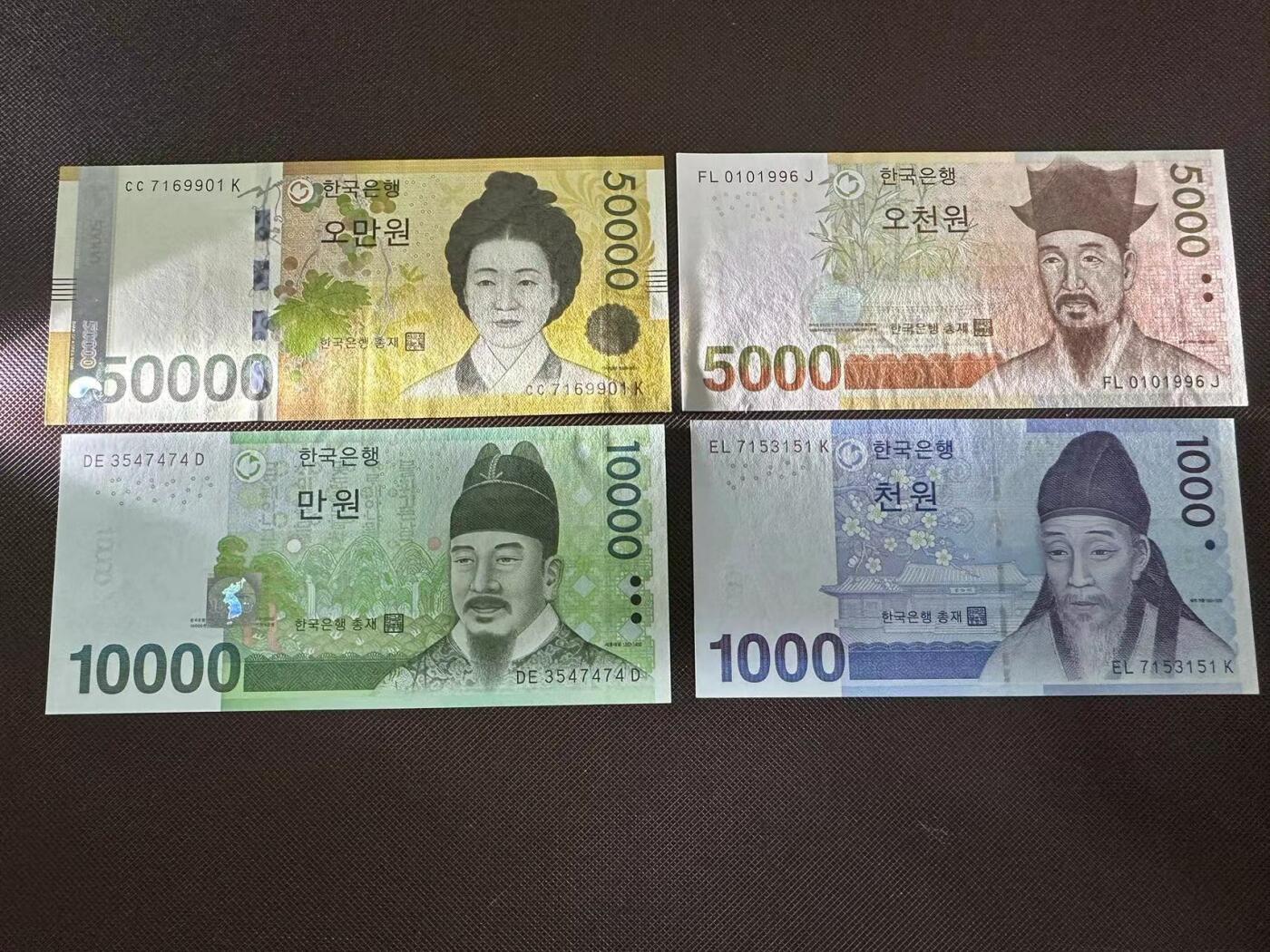 喜羊羊钱币收藏2025第9期(普品场) 韩国一套unc 1000-50000