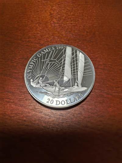 长老汇蛇年精选第三十九场拍卖 1992基里巴斯巴塞罗那奥运会帆船20元精制银币，1盎司925银