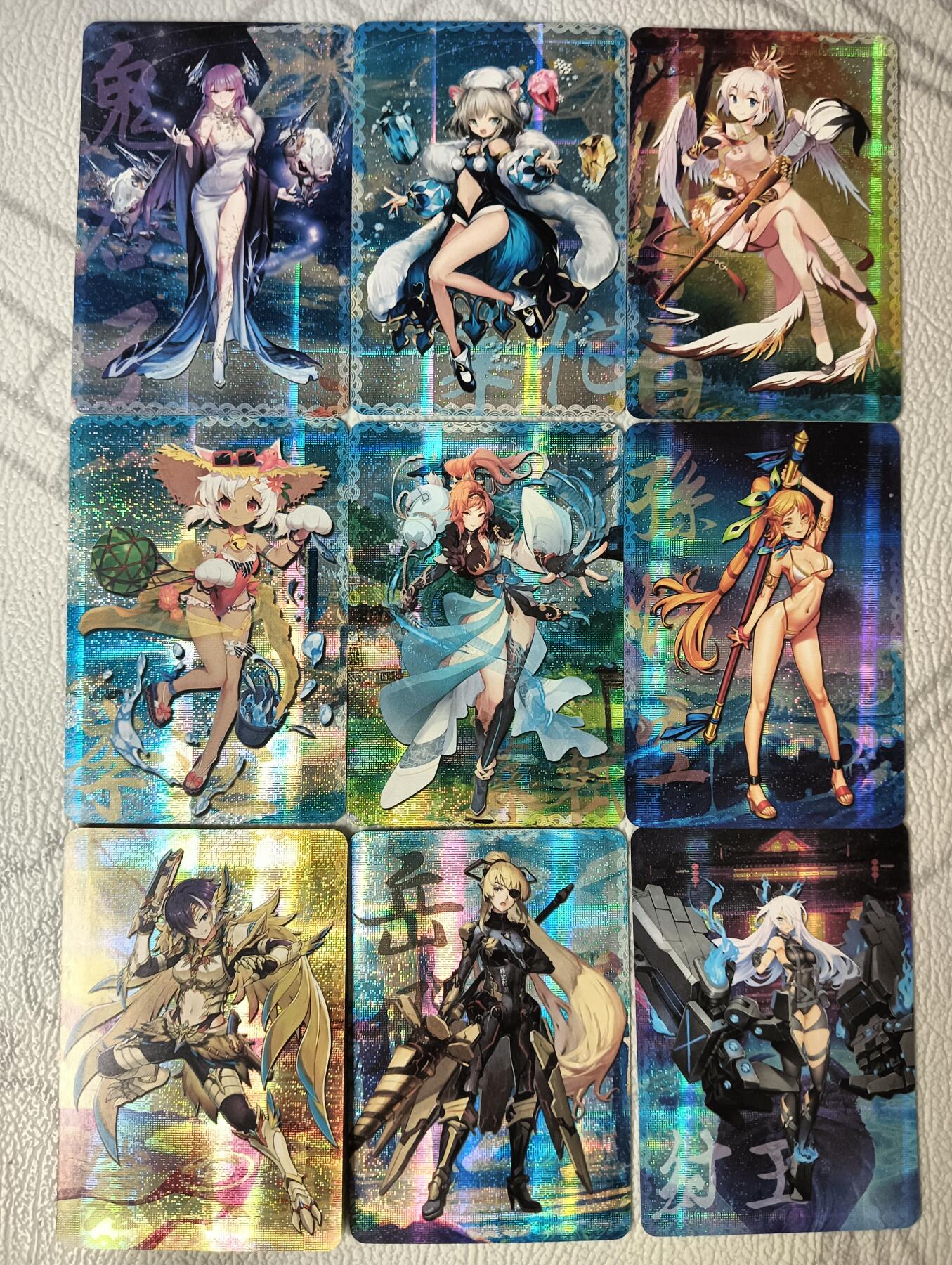 花开卡拍第35期（8月24号周日截拍，品控勿拍!!!拍品不寄存，运费5元，自制卡难免瑕疵，可能存在轻微撞角爆边等出厂瑕疵，品控介意勿拍！） 茉莉，山海战纪，纱布闪9张