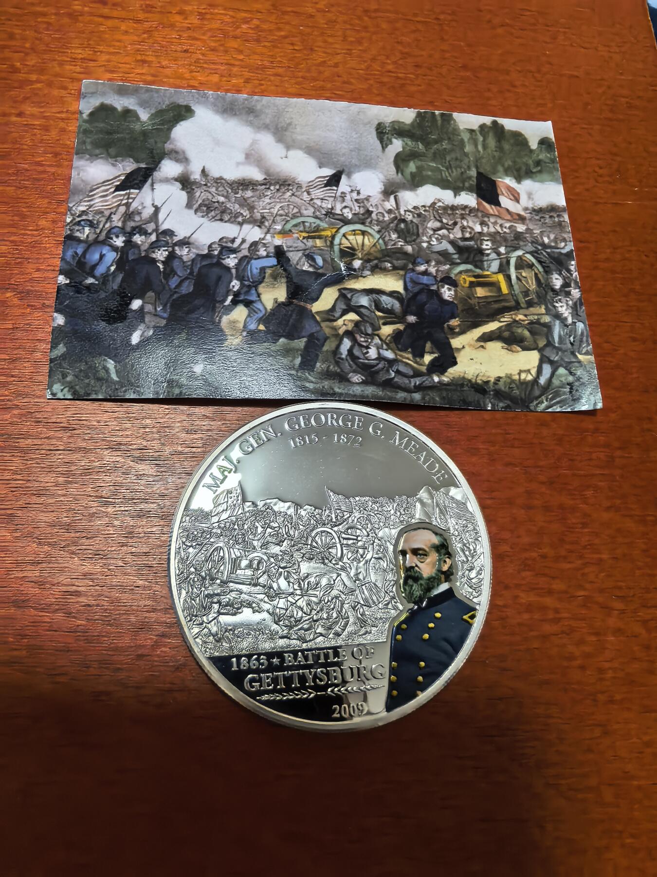 长老汇蛇年精选第四十场拍卖 2009库克群岛葛底斯堡战役的将军之米德将军5元精制彩色银币，带证书，1000枚