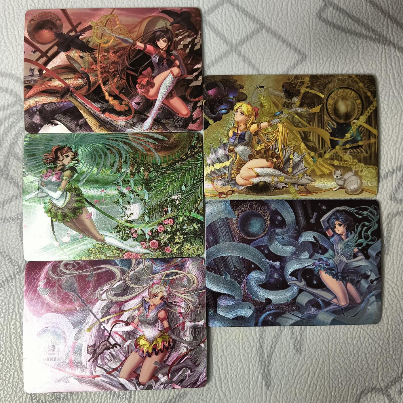 花开卡拍第35期（8月24号周日截拍，品控勿拍!!!拍品不寄存，运费5元，自制卡难免瑕疵，可能存在轻微撞角爆边等出厂瑕疵，品控介意勿拍！） 卡乐，美少女战士，粗闪5张