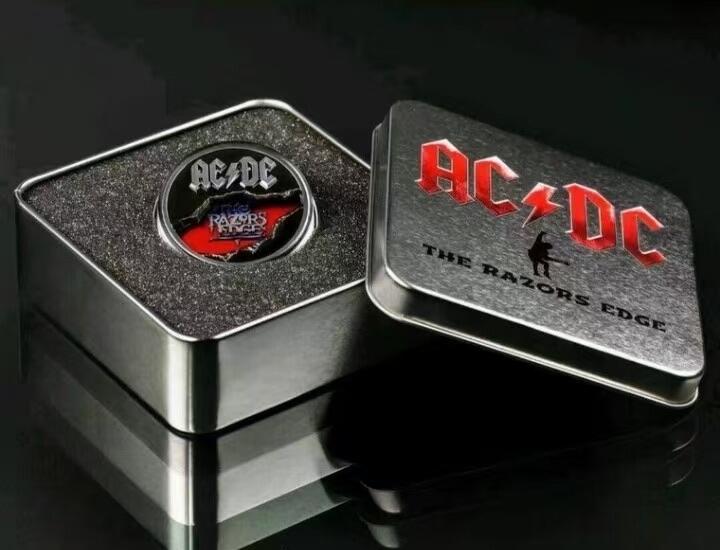 第171期拍卖【长期征集拍品】  库克2019, AC/DC系列-《剃刀边缘》，2盎司,加厚,四层超高浮雕、超深镂空,smart minting技术,彩色,黑色抗氧化精制银币. 盒证全. 集先进技术之大成银币. CIT出品极品银币.公认最炫酷震撼(没有之一)的超高颜值精极品银币.