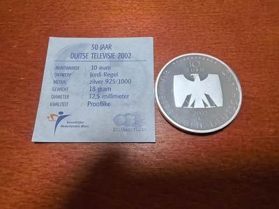 长老汇蛇年精选第三十九场拍卖 2002德国电视10欧元精制银币，盒证全，18克925银