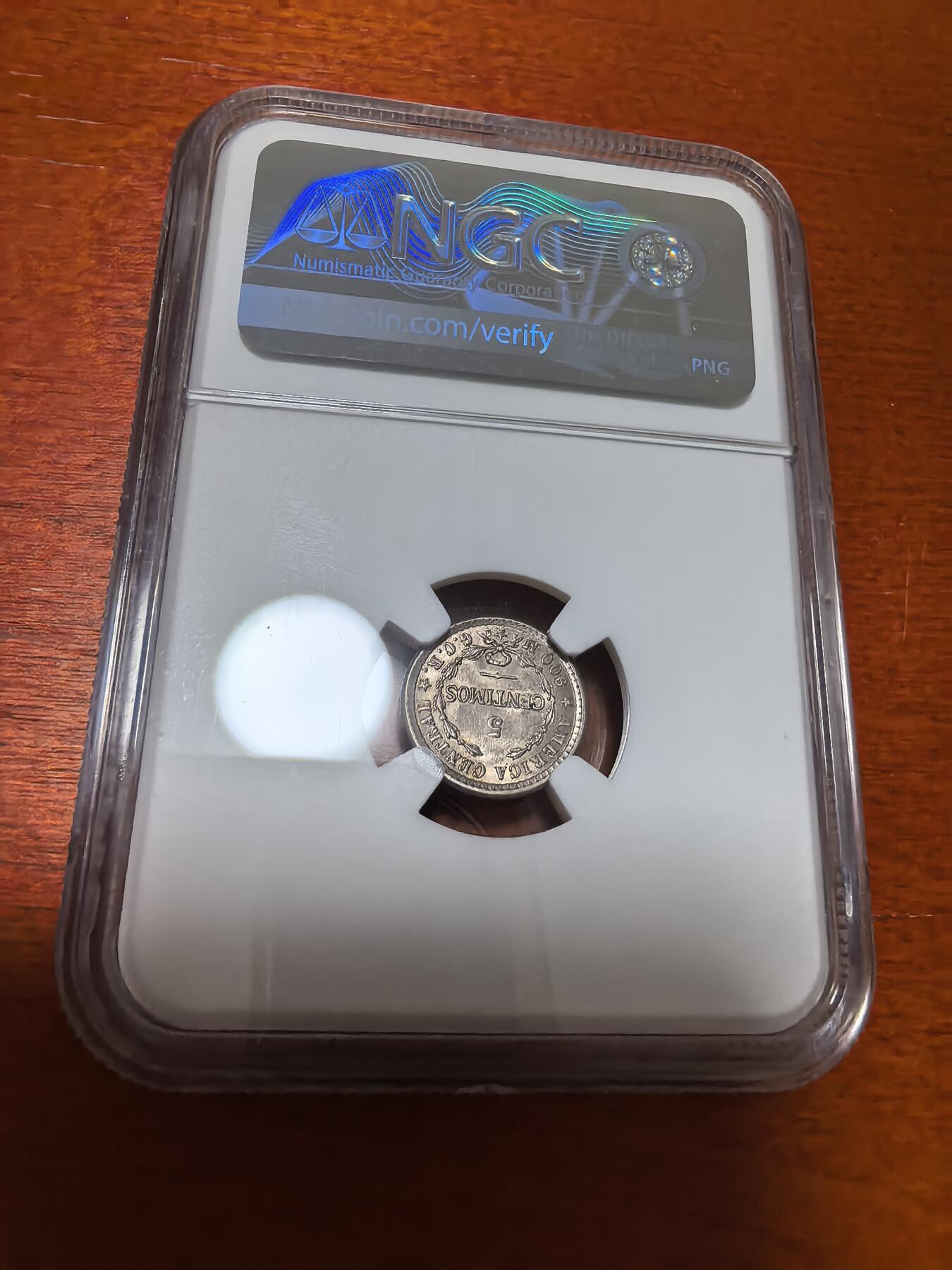 长老汇蛇年精选第三十九场拍卖 1914哥斯达黎加5分银币，NGC MS63，ebay62分1000多元