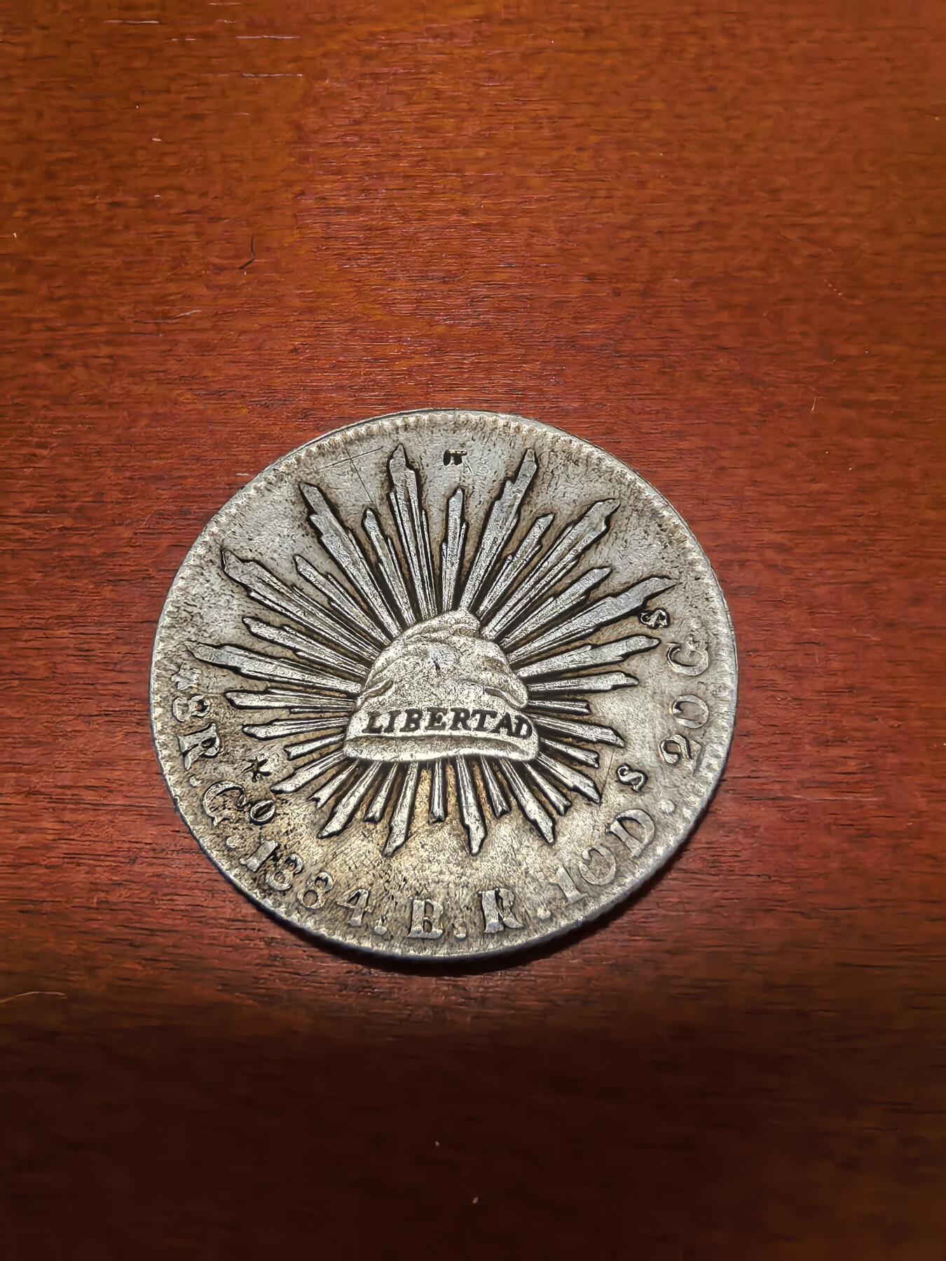 长老汇蛇年精选第三十九场拍卖 1884Go BR墨西哥8R鹰洋，瓜纳华托造币厂，微戳，细节好
