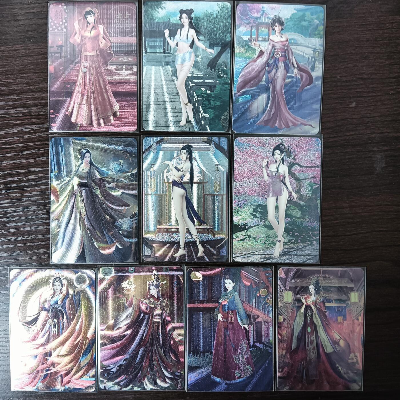 花开卡拍第35期（8月24号周日截拍，品控勿拍!!!拍品不寄存，运费5元，自制卡难免瑕疵，可能存在轻微撞角爆边等出厂瑕疵，品控介意勿拍！） 宁缺卡牌 历代皇后一套10张 粗闪 女皇气质拉满