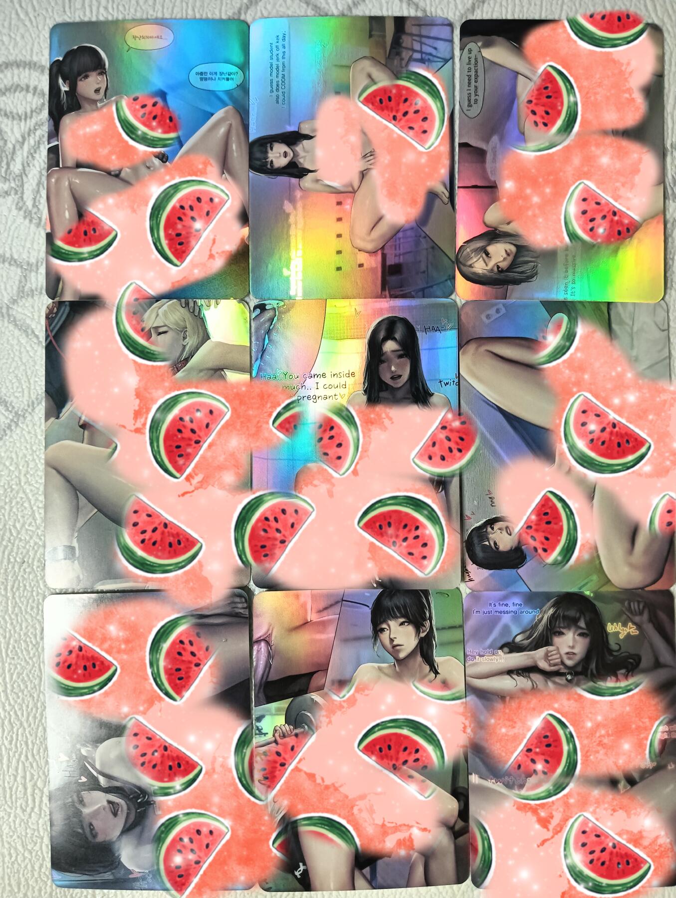 花开卡拍第35期（8月24号周日截拍，品控勿拍!!!拍品不寄存，运费5元，自制卡难免瑕疵，可能存在轻微撞角爆边等出厂瑕疵，品控介意勿拍！） 艺术卡，韩漫2，彩闪九张