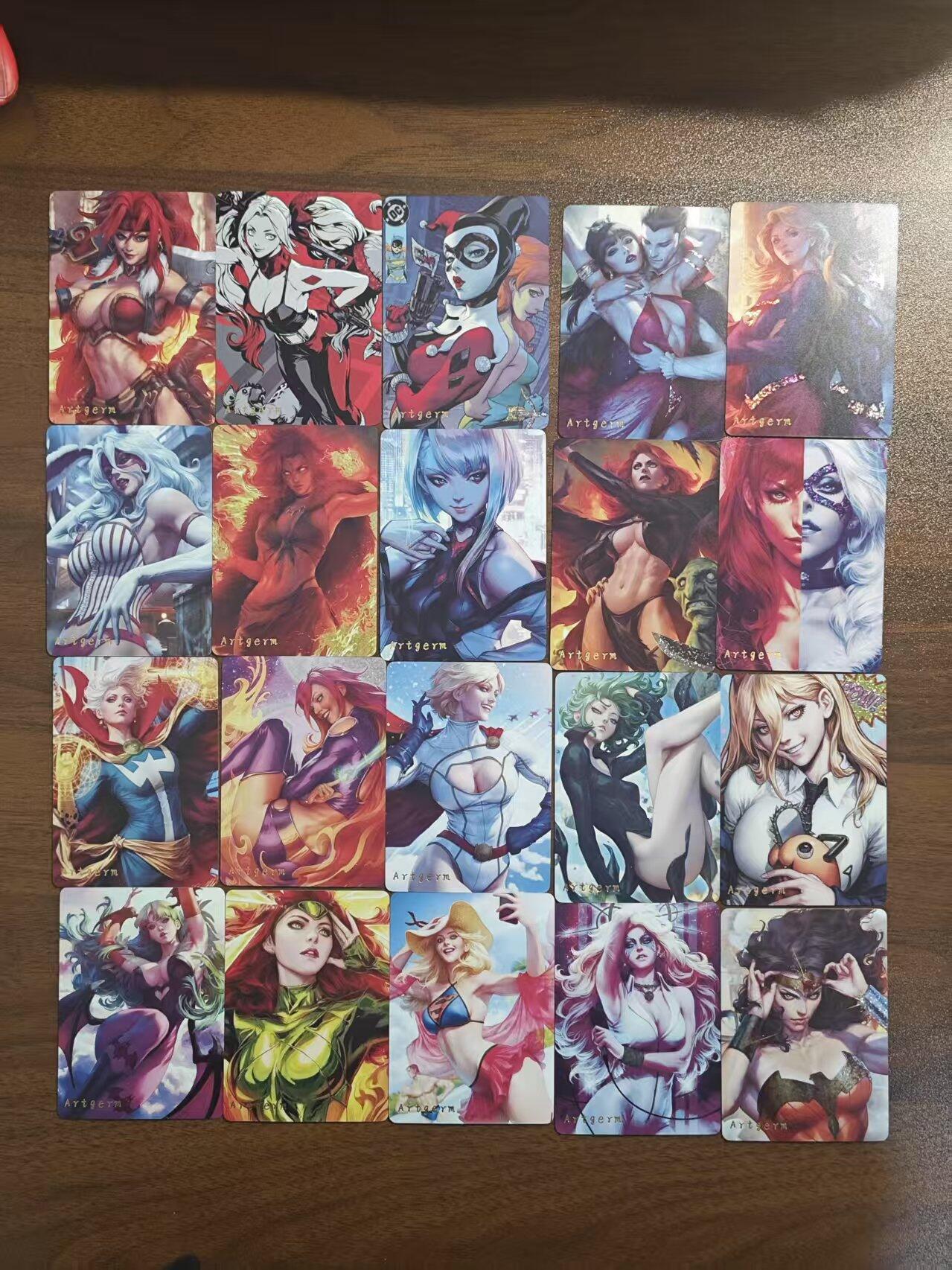 光影卡牌第20期，各家亲签，各家小套，持续收拍品 燎原卡牌出品美漫风格动漫女性人物金彩卡，卡背磨砂工艺，一套20张