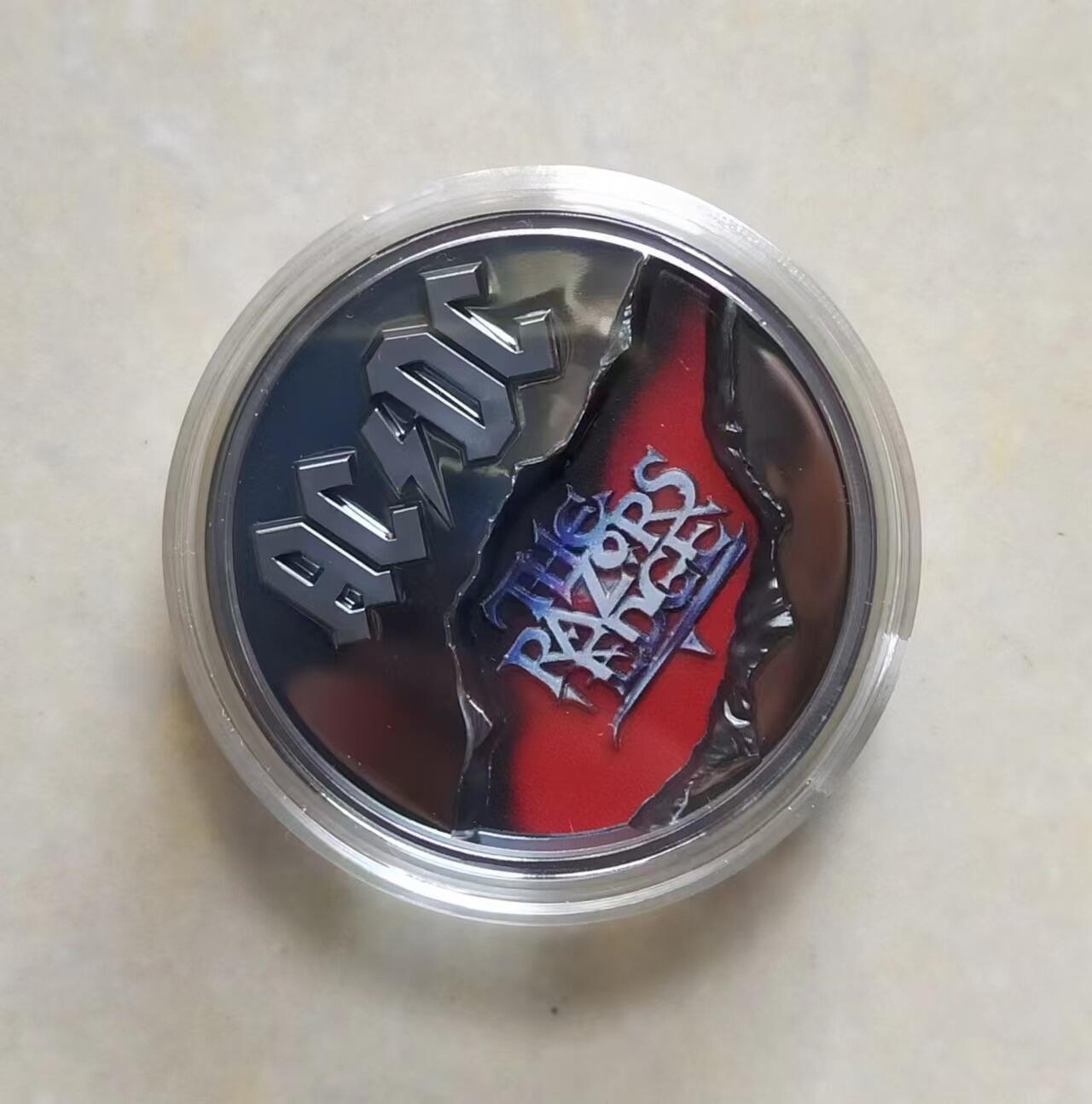 第171期拍卖【长期征集拍品】  库克2019, AC/DC系列-《剃刀边缘》，2盎司,加厚,四层超高浮雕、超深镂空,smart minting技术,彩色,黑色抗氧化精制银币. 盒证全. 集先进技术之大成银币. CIT出品极品银币.公认最炫酷震撼(没有之一)的超高颜值精极品银币.