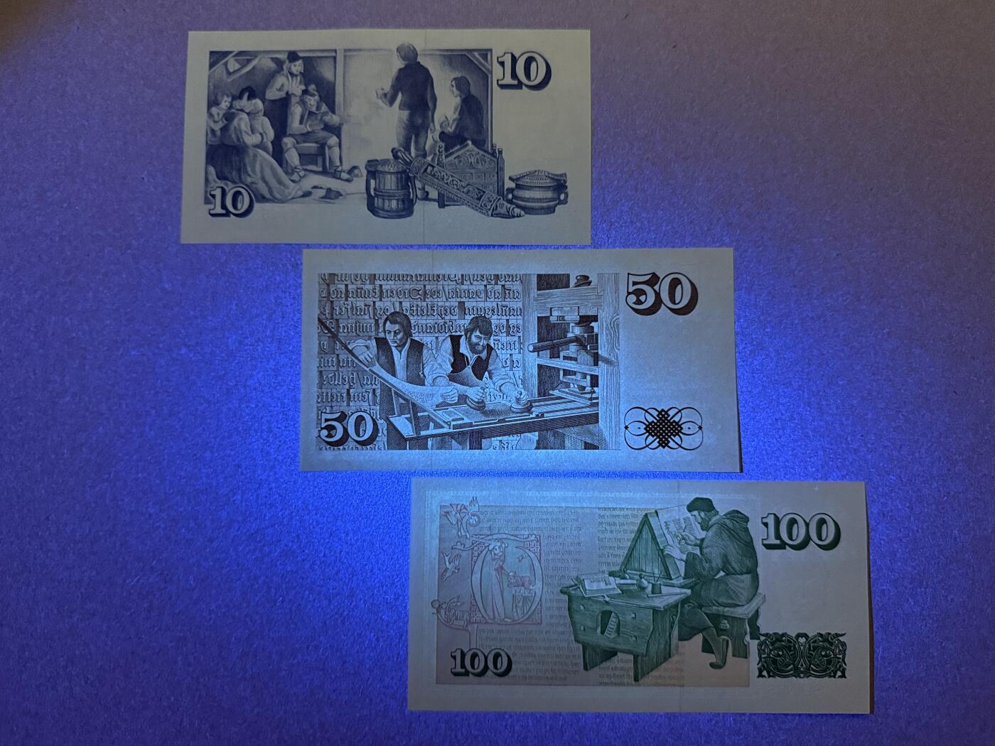 《艾美收藏》第209期-8.24周日外币黄金场 冰岛10、50、100克朗3张 UNC 1981年 全程无4