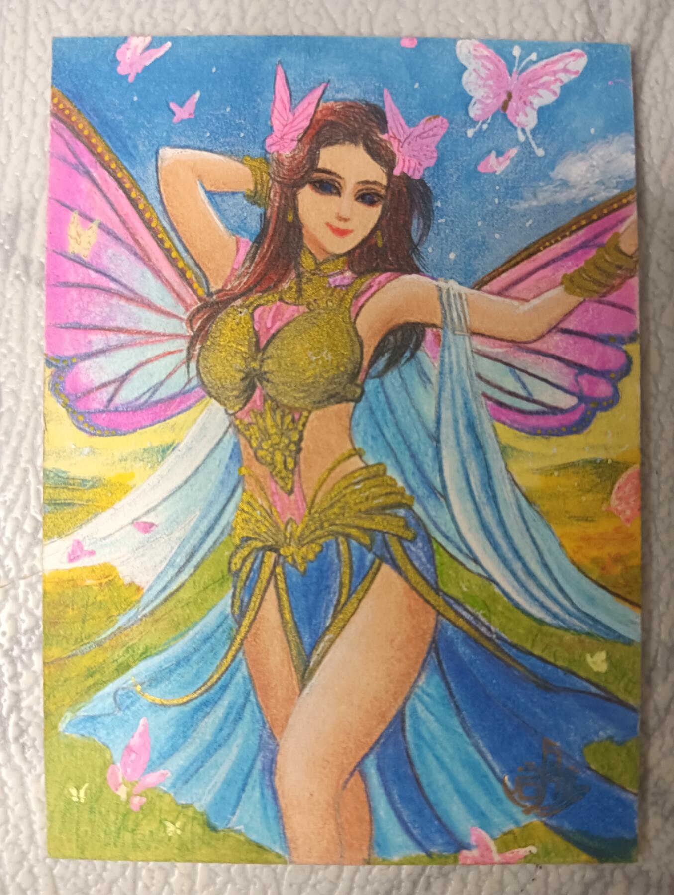 花开卡拍第35期（8月24号周日截拍，品控勿拍!!!拍品不寄存，运费5元，自制卡难免瑕疵，可能存在轻微撞角爆边等出厂瑕疵，品控介意勿拍！） 手绘卡，精灵少女，画师梁胜利