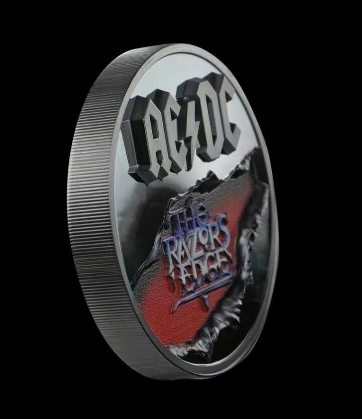 第171期拍卖【长期征集拍品】  库克2019, AC/DC系列-《剃刀边缘》，2盎司,加厚,四层超高浮雕、超深镂空,smart minting技术,彩色,黑色抗氧化精制银币. 盒证全. 集先进技术之大成银币. CIT出品极品银币.公认最炫酷震撼(没有之一)的超高颜值精极品银币.