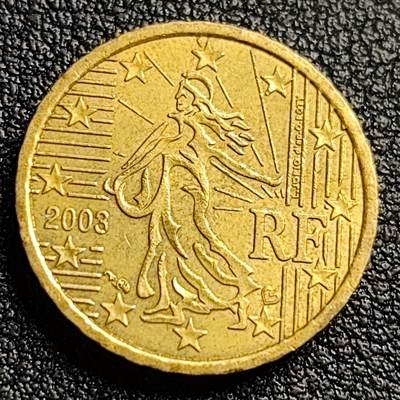泉币菌-第95场-散币乐园场（满包邮条件，下周一发货） - 欧元 法国2003年10欧分铜币 玛丽安娜 欧盟地图 19.75MM