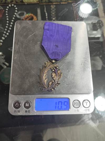 新时代收藏徽章红藏拍卖(第二十四场)  限时回归徽章杂项大合集拍场 法国艺术棕榈叶奖章 纯银 品相如图 克重约10克