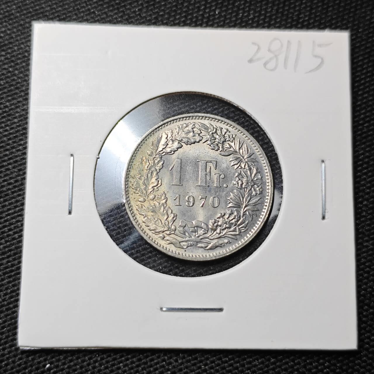 KK钱币收藏小铺 第328期 2月预留时间 周末发货  1970瑞士1法郎 好品