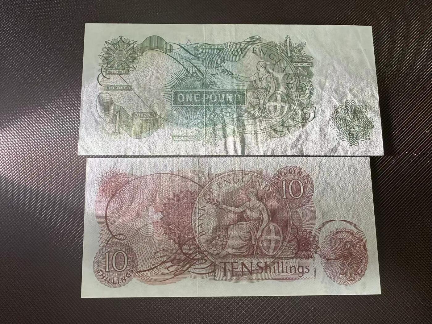 喜羊羊钱币收藏2025第9期(普品场) 英国c序列10先令-1镑  其中10先令为unc有压痕，1镑为au+