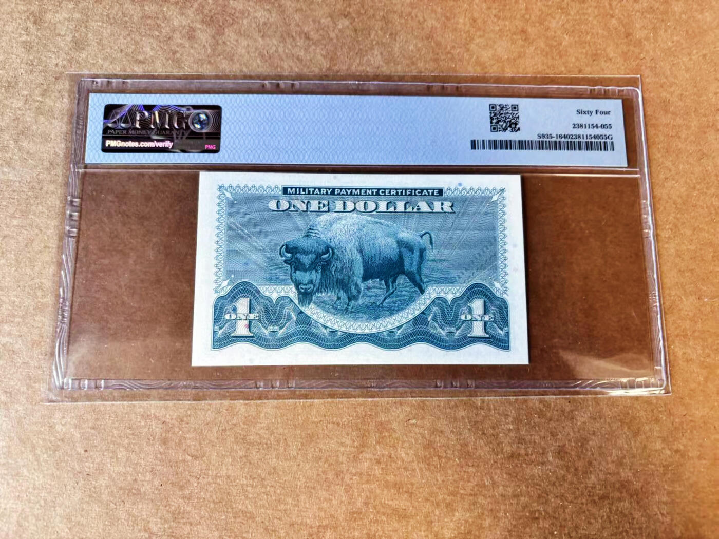 【Blue Auction】世界纸币精拍第714期——18级TOP拍卖/信誉/品质/专业/高效💫 美国 1美金军票 PMG64 野牛