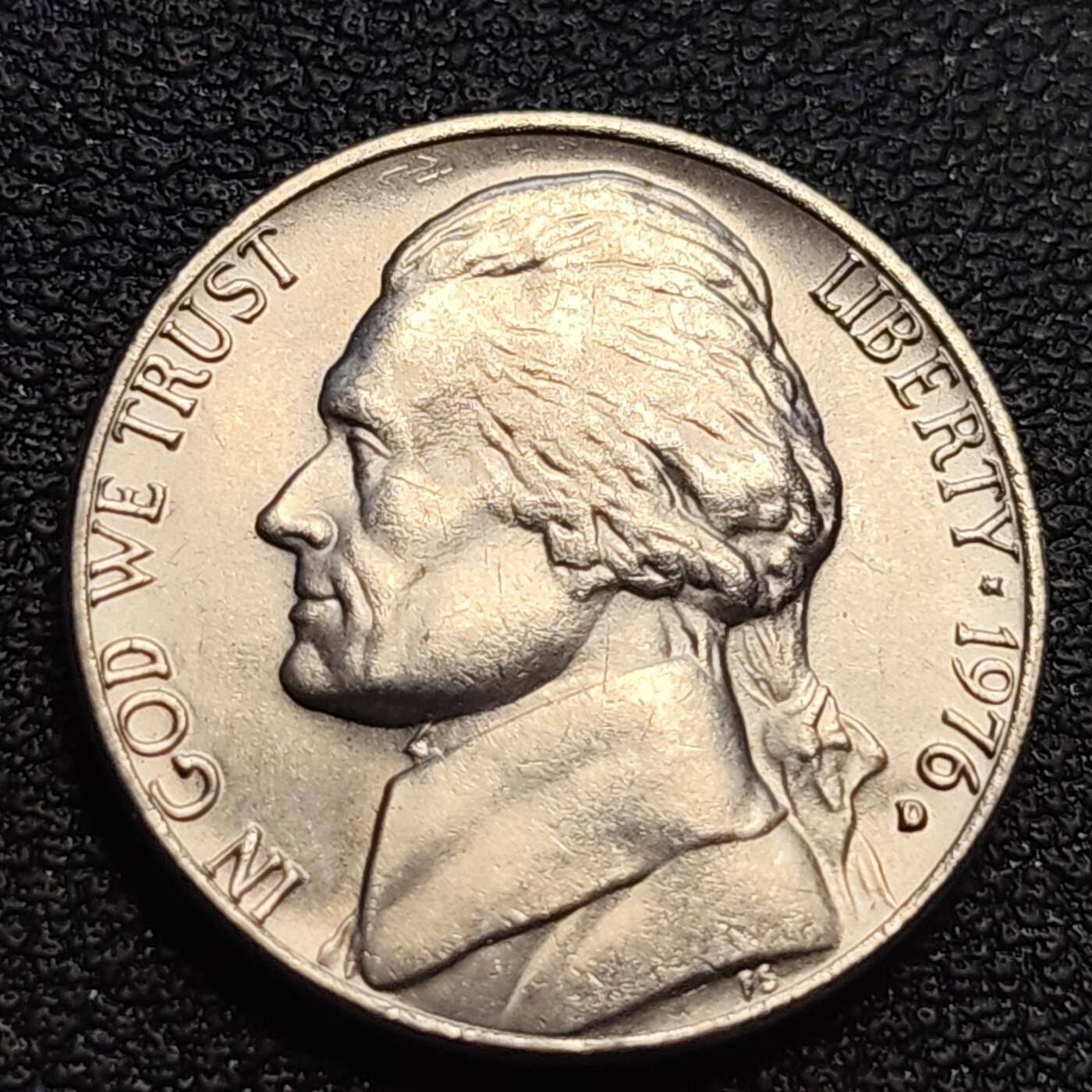 泉币菌-第93场-精品福利场（满包邮条件，下周一发货） 原光UNC 美国1976年5美分纪念币 杰斐逊 及 故居蒙蒂塞洛庄园 21mm 