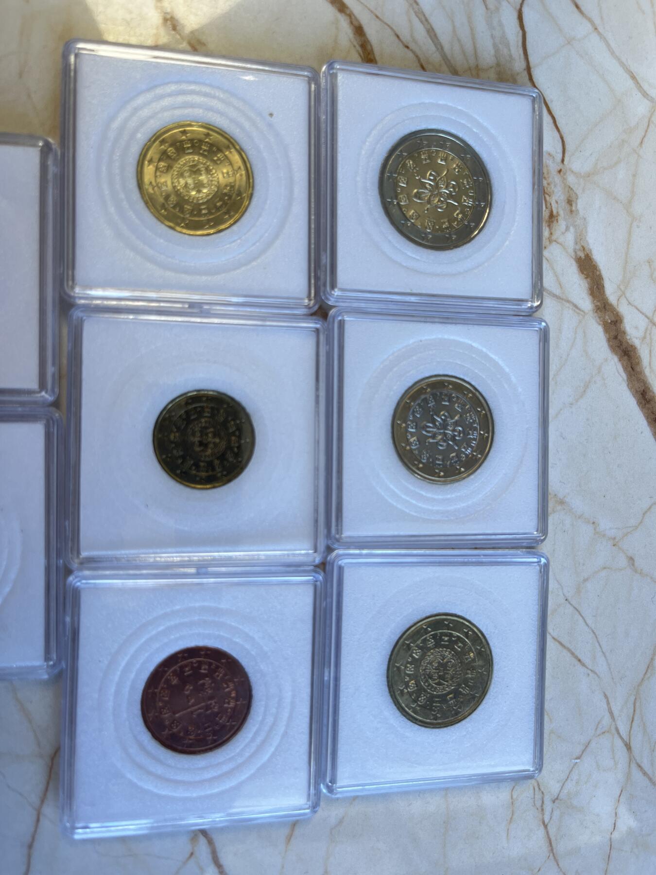 第172期拍卖【长期征集拍品】 葡萄牙2002年8枚纪念币（2欧，1欧，50分，20分，10分，5分，2分，1分）