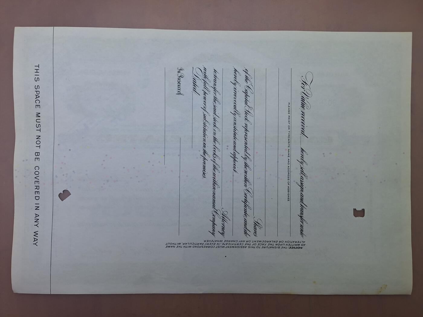 狮子猫股票债券纸品第一期 美国1953年卡鲁梅特&赫克拉公司 股票号码46（绿色）