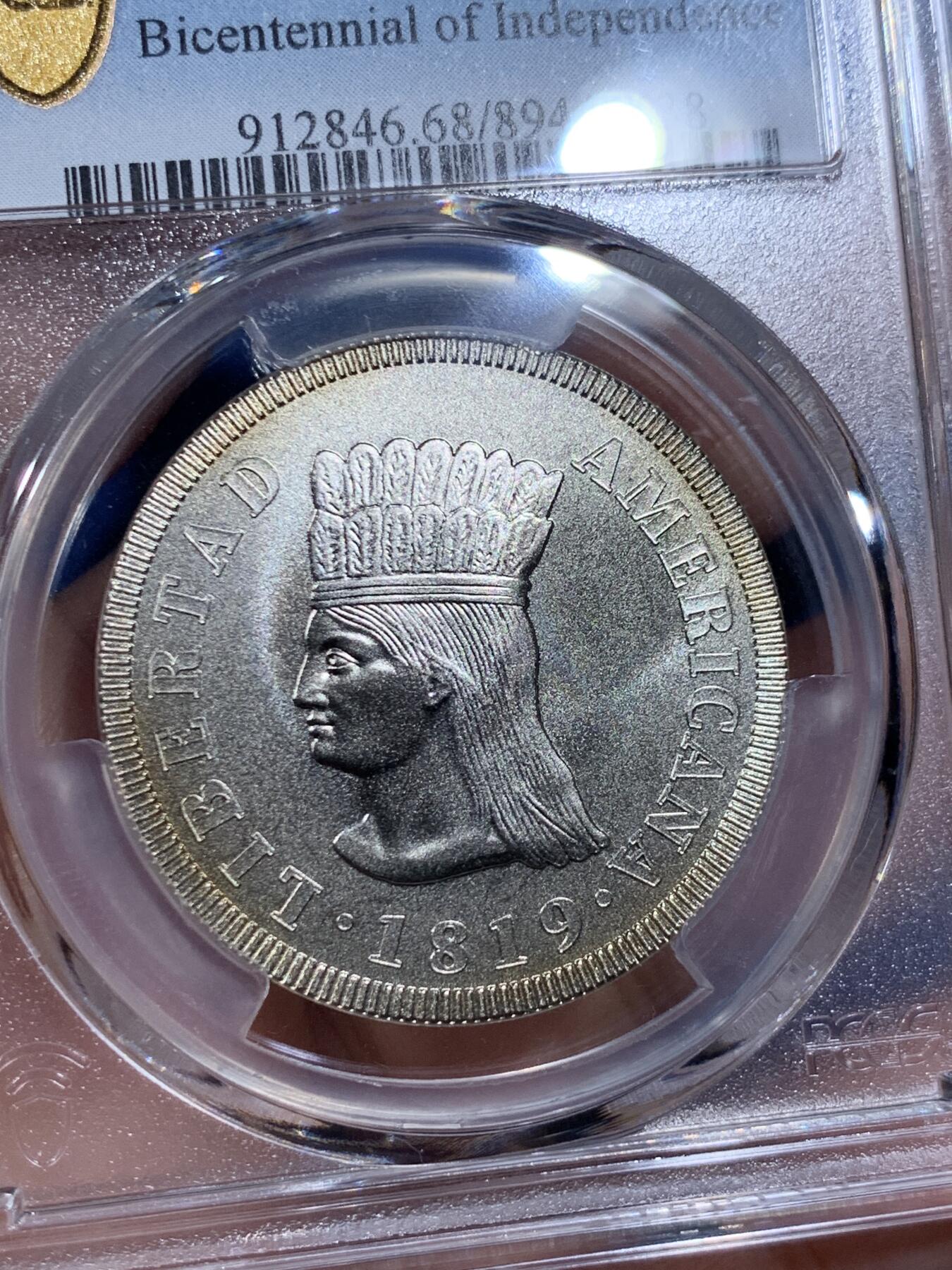 《竞宝斋》第411场 周日，周一，周二，3场连拍 （全场包邮） PCGS MS68 哥伦比亚2019年10000P仿古致敬纪念币