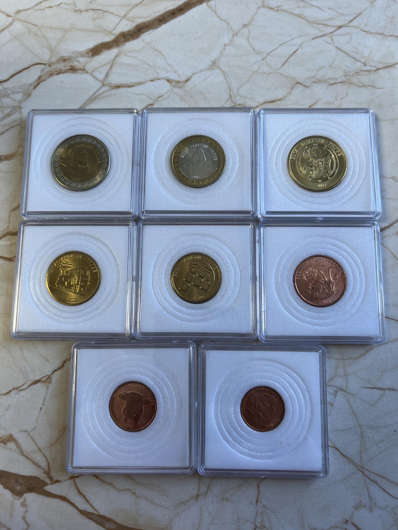 第172期拍卖【长期征集拍品】 瑞士8枚纪念币（2欧，1欧，50分，20分，10分，5分，2分，1分）