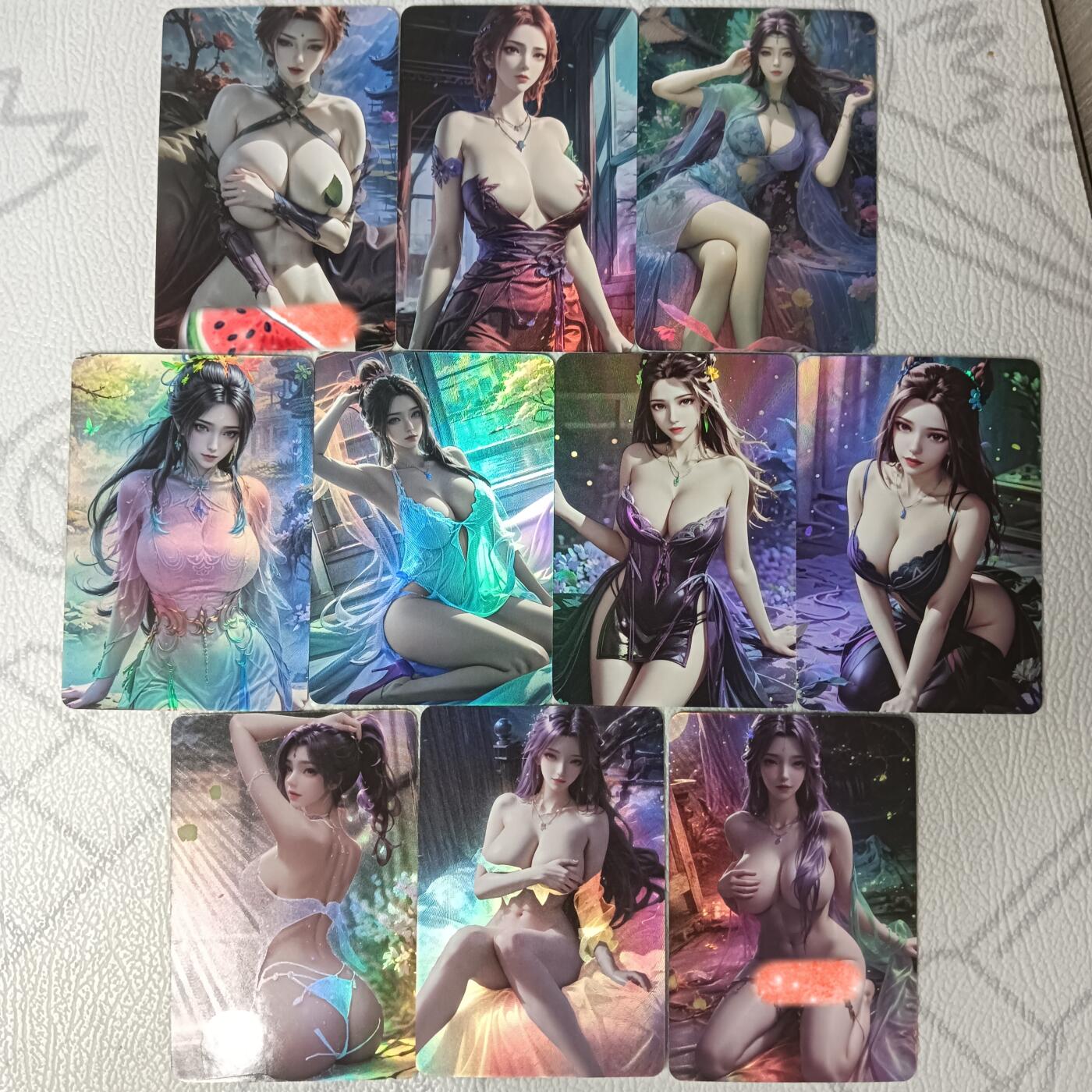花开卡拍第35期（8月24号周日截拍，品控勿拍!!!拍品不寄存，运费5元，自制卡难免瑕疵，可能存在轻微撞角爆边等出厂瑕疵，品控介意勿拍！） 清凉国漫女神 云曦 陆雪琪 雅妃 朱竹清等 一套10张