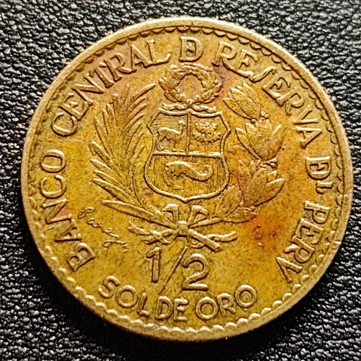 泉币菌-第95场-散币乐园场（满包邮条件，下周一发货） 少见 秘鲁1965年1/2索尔铜币，利马造币厂成立400周年纪念，22.5mm