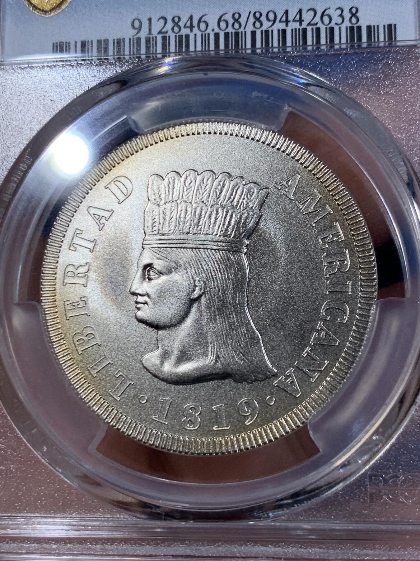 《竞宝斋》第411场 周日，周一，周二，3场连拍 （全场包邮） PCGS MS68 哥伦比亚2019年10000P仿古致敬纪念币