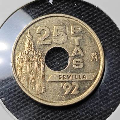 KK钱币收藏小铺 第328期 2月预留时间 周末发货 - 西班牙25比塞塔纪念币 