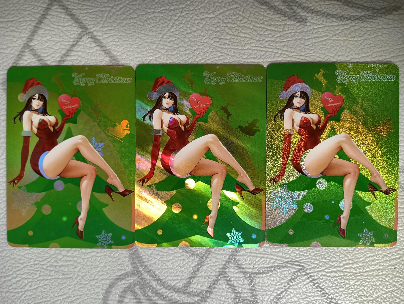 花开卡拍第35期（8月24号周日截拍，品控勿拍!!!拍品不寄存，运费5元，自制卡难免瑕疵，可能存在轻微撞角爆边等出厂瑕疵，品控介意勿拍！） 驴歪歪 圣诞少女贺卡  3工艺