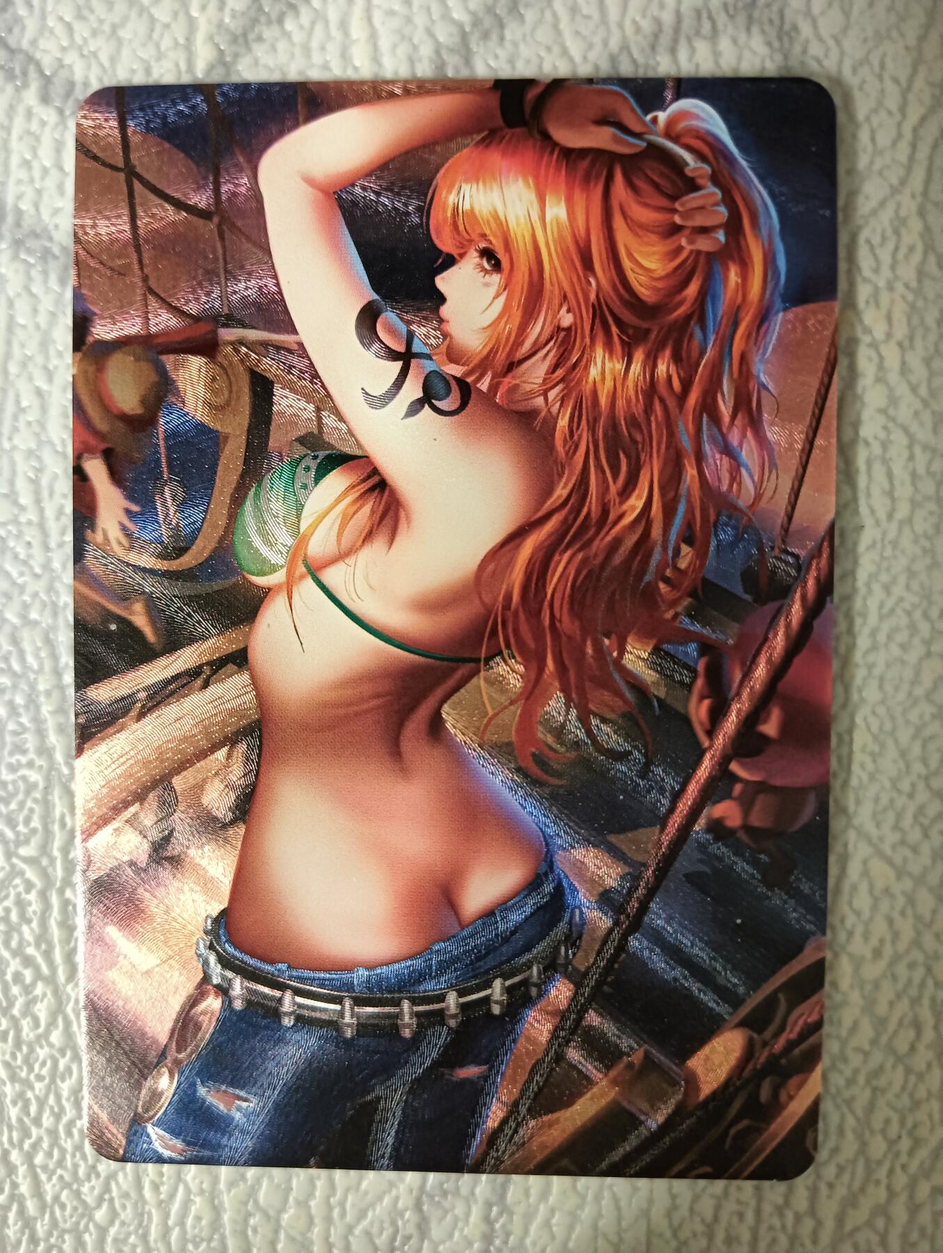 花开卡拍第35期（8月24号周日截拍，品控勿拍!!!拍品不寄存，运费5元，自制卡难免瑕疵，可能存在轻微撞角爆边等出厂瑕疵，品控介意勿拍！） 五月 海贼王娜美 粗闪单卡