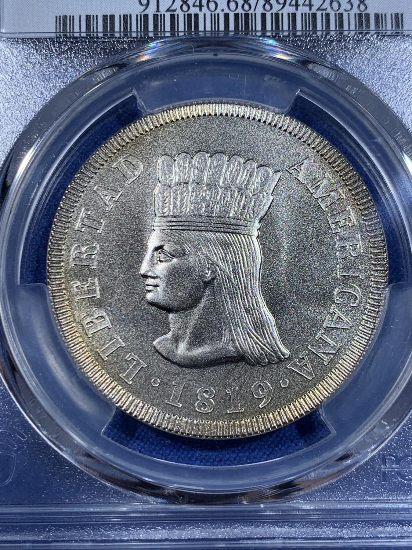 《竞宝斋》第411场 周日，周一，周二，3场连拍 （全场包邮） PCGS MS68 哥伦比亚2019年10000P仿古致敬纪念币