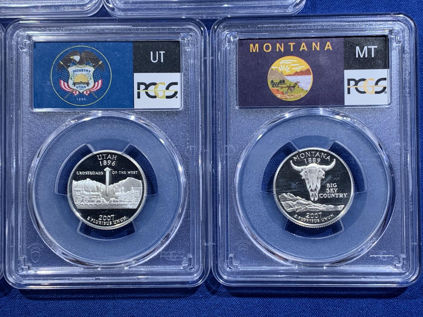 《竞宝斋》第411场 周日，周一，周二，3场连拍 （全场包邮） 5枚一组 PCGS PR69DCAM 美国2007年25美分精制银币 华盛顿/爱达荷/怀俄明/犹他/蒙大拿